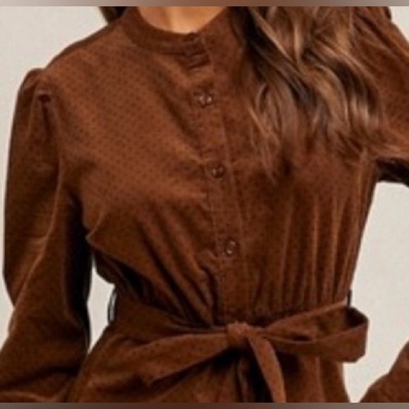 NWT Hem & Thread Chocolate Long Sleeve Coat Dress - Picture 6 of 12